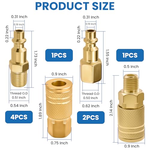 1/4" NPT Air Hose Fittings Coupler & Plug Kit, 8 Pieces - size: Mix 1/4" 8 pcs