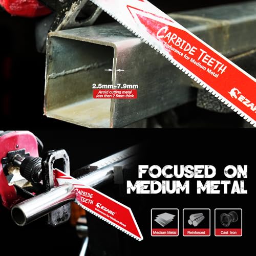 EZARC Carbide Reciprocating Saw Blades, 9-Inch 10TPI, Medium Metal, 3-Pack - size: 9 inch, style: 10TPI