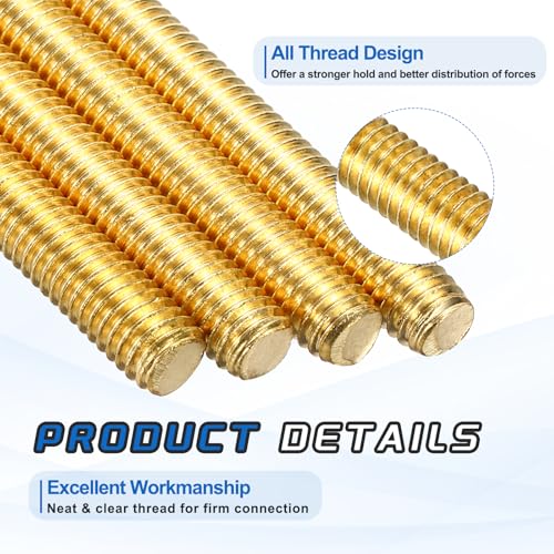 MECCANIXITY 6Pack M6x40mm Fully Threaded Rod Brass Right Hand All Thread - size: M6x40mm