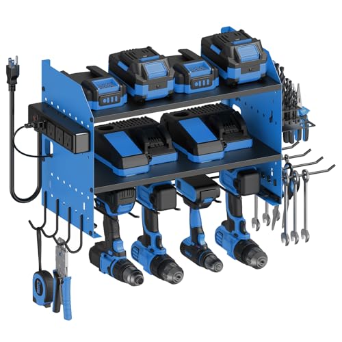CCCEI Modular Power Tool Organizer Wall Mount with Charging, Blue, 1 Pack - color: Blue