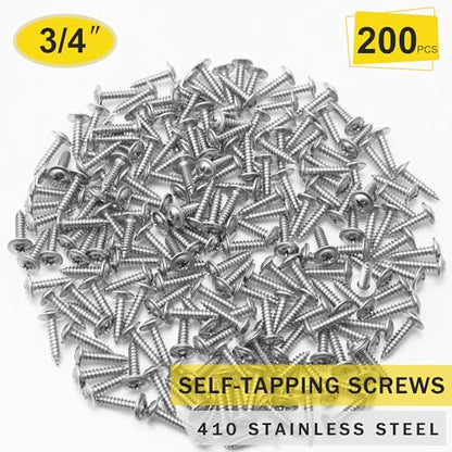 JEGONFRI 200PCS #8 x 3/4" 410 Stainless Steel Self Tapping Wood Screws - size: #8 x 3/4" Single, style: Self-tapping - Truss