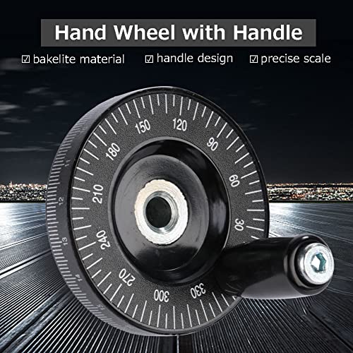 Hand Wheel with Handle, 63mm Milling Handwheel with Scale, Bakelite Hand Wheel Machinery Accessaries for Lathe Milling Machine