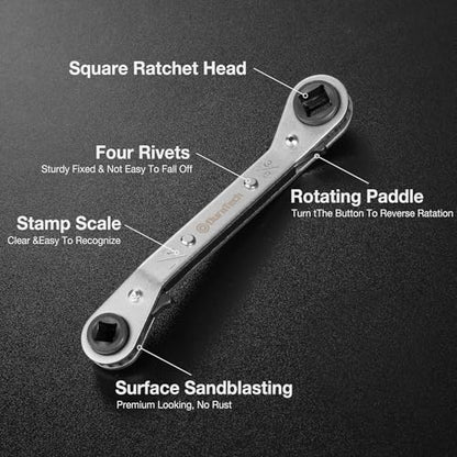 DURATECH HVAC Service Wrench Set, 3/16", 1/4", 5/16", 3/8" - size: 2PC Offset Service Ratchet Wrench