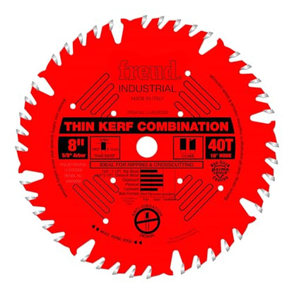 Freud LU83R008: 8" Thin Kerf Combination Blade - style: 8-Inch 40 Tooth ATB Thin Kerf Combination Saw Blade with 5/8-Inch Arbor and PermaShield Coating