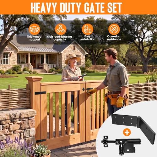 Heavy Duty Gate Hinges 270° Folding with Slide Bolt Latch Outdoor Black - size: Black-5PCS