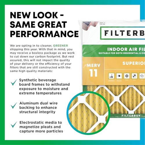 Filterbuy 8x20x1 Air Filter MERV 11 Pet & Allergy Defense (2-Pack) - size: 8x20x1