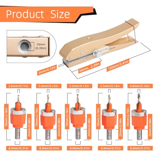 6-Piece Wood Countersink Drill Bit Set with 3/8-Inch Punch Pliers - style: Drill Bit+Hole Punch