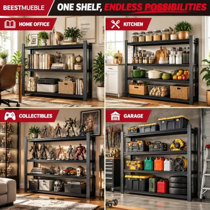 Garage Shelving, 1800 LBS Heavy Duty Metal Storage Shelves, 3-Tier Adjustable Storage Rack for Garage, Basement, Warehouse, 27.6" Wx 13.8" Dx 31.5" H - size: 3-Tier 27.6"Wx 13.8"Dx 31.5"H