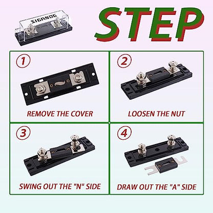 125 Amp ANL Fuse Holder 0/2/4 Gauge Fuse Block with 125A ANL Fuses for Car Audio Truck DIY (2 Pack) - size: 125 A