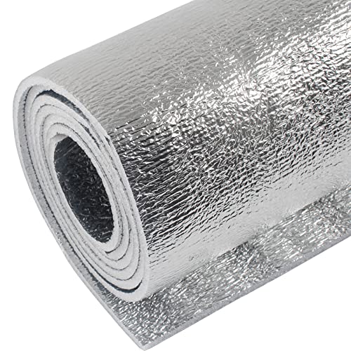 5mm Reflective Insulation Foam Core Radiant Barrier 40“ × 80” Double Side Foil Cold and Heat Shield Thermal Insulation for Ceilings,Walls,Steel Buildings,Roofing ect - size: double side foil 40"×80"