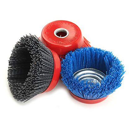 3Pcs 4'' x 5/8'' Nylon Filament Wheels Cup Brush Set for Angle Grinder ,Include Grit 80 120 240 ,Nylon Drill Brush Kit for Removal Rust Corrosion Paint (3Pcs Set)