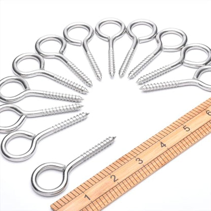 12 pcs 1/4" x 3" Screw Eye Hooks, 304 Stainless Steel Heavy Duty Bolts, M6 - size: M6-3'', 12Pcs