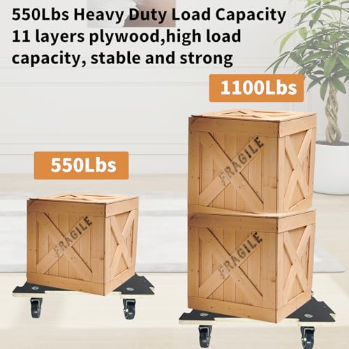 Hard Wood Mover Spliceable Dolly 550Lbs Capacity (2 Packs) 4 Wheels Heavy Duty Furniture Moving Connectable Design Dollier Upgraded Transport Roller - color: Spliceable Rectangular