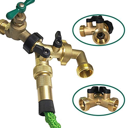 HQMPC 2-Way Garden Hose Splitter - 3/4" Female & 2 Male, 2 Pcs - size: 3/4" BL