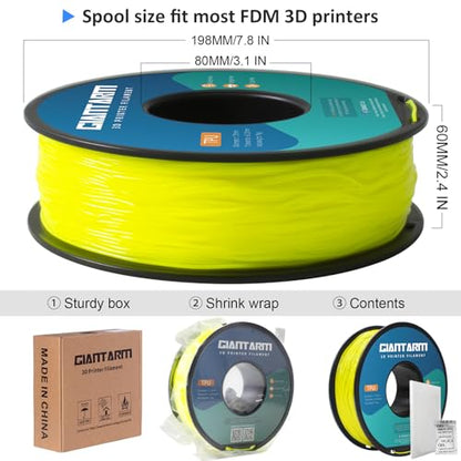 GIANTARM 95A TPU 3D Printer Filament 1.75mm, 1kg Spool, Yellow, +/- 0.03mm - color: Tpu-yellow