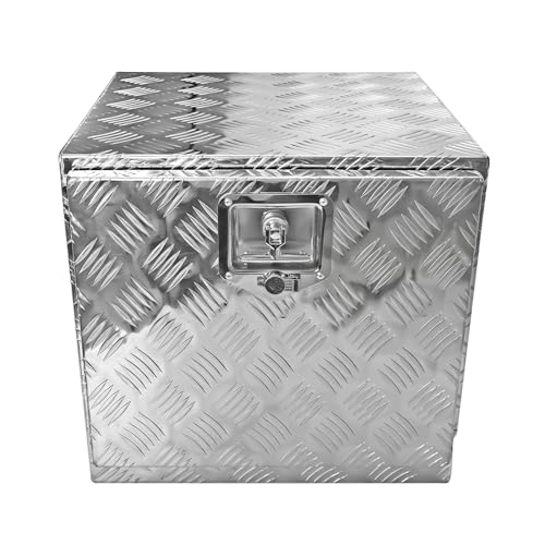 18Inch Aluminum Plate Truck Trailer Tool Box,Heavy Duty Trailer Storage Box - color: silver, size: 18" x 17" x 18"