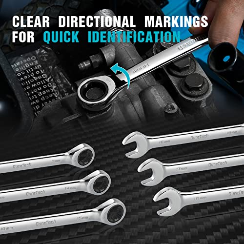 DURATECH 12-Piece Ratcheting Combination Wrench Set, Metric, 8-19mm