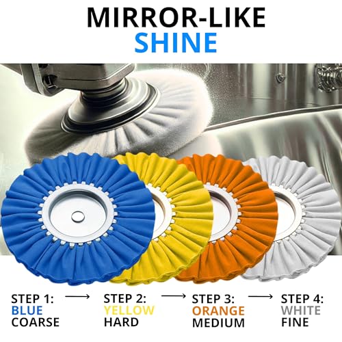9PCS 8 Inch Aluminum Wheel Polishing Kit – Set with Aluminum Polishing Wheels Rake Buffing Compound and Airway Buffing Wheel Kit for Angle Grinder and Rim Shine Restoration - style: 9 PCS Multi Set