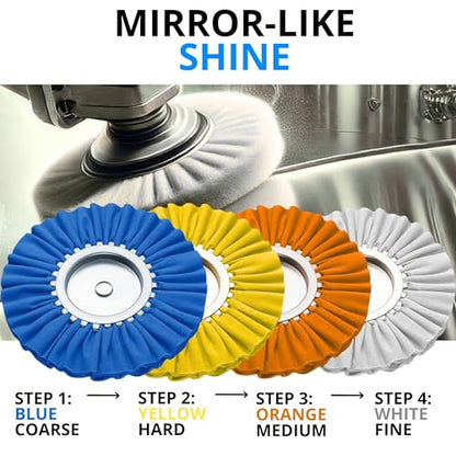 9PCS 8 Inch Aluminum Wheel Polishing Kit – Set with Aluminum Polishing Wheels Rake Buffing Compound and Airway Buffing Wheel Kit for Angle Grinder and Rim Shine Restoration - style: 9 PCS Multi Set