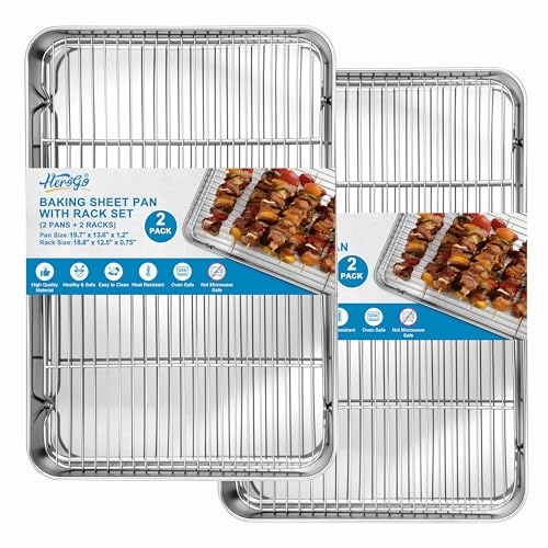 Herogo Stainless Steel Baking Sheet & Wire Rack Set, 20 x 14 x 1 Inch - size: 19.7 x 13.6 x 1.2 inch