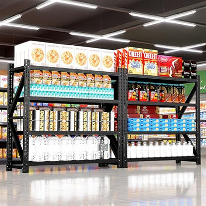 Heavy Duty Metal Shelving Units, Garage Shelves & Storage System - size: 75"W x 24"D x 69"H