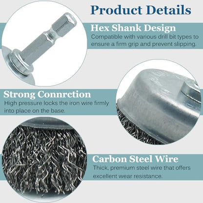 5-Pack 2-inch Wire Cup Brush Set for Drill - style: 2-inch Cup Brush - 5 Piece