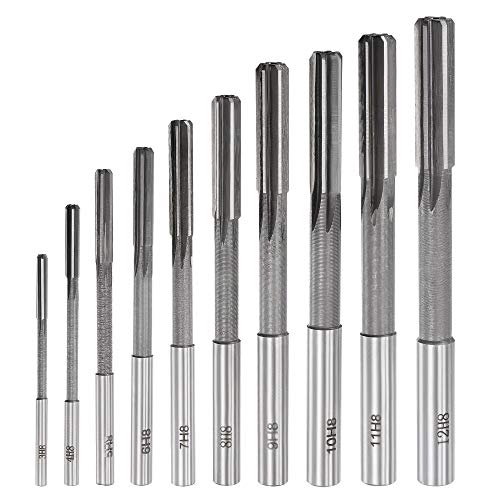 uxcell Chucking Reamer Set Lathe Machine Reamer Straight Flute Milling Cutter High Speed Steel H8 Tolerance (3mm 4mm 5mm 6mm 7mm 8mm 9mm 10mm 11mm 12mm) 10pcs - style: H8