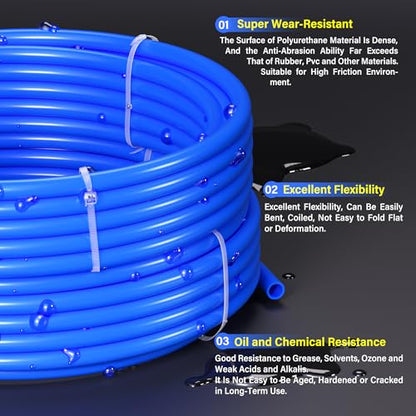 TAILONZ Blue 6mm OD 4mm ID PU Air Hose Pipe Tube Kit 32 Meter 100ft - color: Blue, size: 6mm OD/100ft/32m