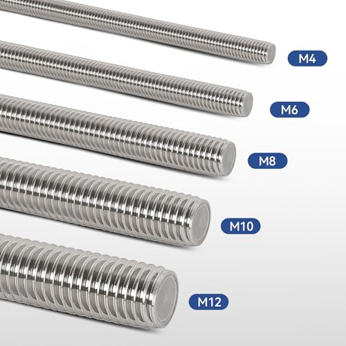 4 Pcs 304 Stainless Steel M6 Threaded Rod,14"(360mm) - size: M6x360mm