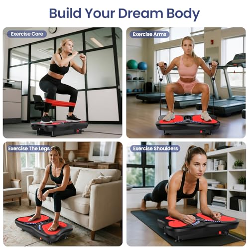 Vibration Plate Exercise Machine 400 lbs Capacity for Lymphatic Drainage - color: Bright Red