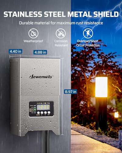 DEWENWILS Photocell Sensor & Timer Low Voltage Transformer with 300W - style: 300W-Stainless Steel