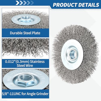 4.5" Wire Brush for Angle Grinder with 5/8"-11 Arbor