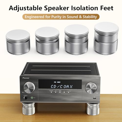 Height Adjustable Speaker Feet, Leveling Feet, 4 Pack Silver - color: Silver