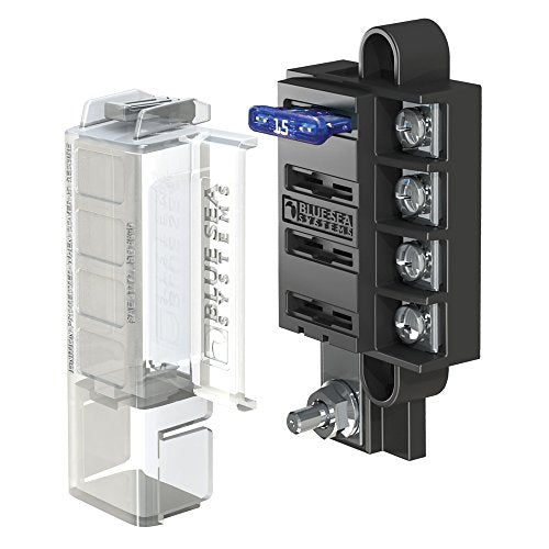 Blue Sea Systems ST Blade Fuse Block Compact 4 Circuit With Cover, 100 Amps, 5045 - color: With cover, style: 4 Circuit