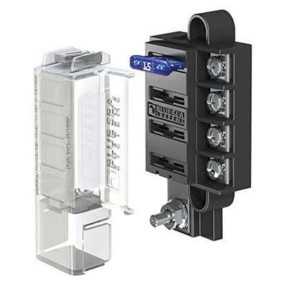 Blue Sea Systems ST Blade Fuse Block Compact 4 Circuit With Cover, 100 Amps, 5045 - color: With cover, style: 4 Circuit