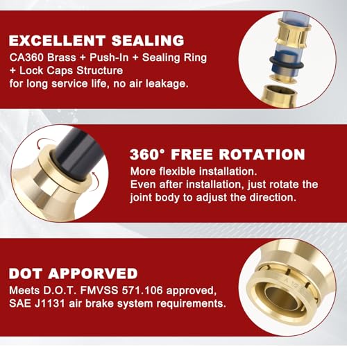 DOT Approved Male Straight Brass Union 1/2" Tube x 1/4" NPT, 10PCS - size: 1/2" OD x 1/4" NPT