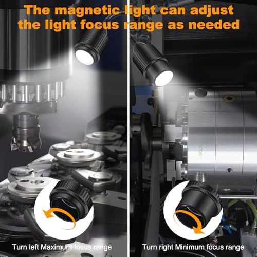 7W Dimmable Magnetic Work Light, Magnet Desk Lamps With Adjustable Fucos and Flexible Gooseneck, Sewing Machine Light, LED Task lights for Work Bench, lathe, Bandsaw, Industrial - size: 7w