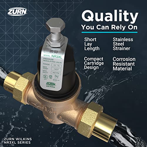 Zurn Wilkins 114-NR3XLDUC 1-1/4" NR3XL Pressure Reducing Valve with Double Union FNPT Copper Sweat Connection - size: 1.25 Inch