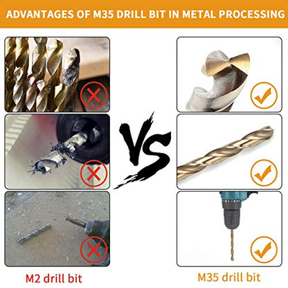 5/32 Inch Cobalt Drill Bit Set, M35 Jobber Length Twist Drill Bits,Suitable for Drilling in Hard Metal, Stainless Steel, Cast Iron,10 Pieces - size: 5/32"(10pcs)