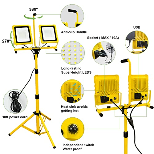 25000LM LED Work Light with USB & Socket (Individual Switch) - color: 25000LM