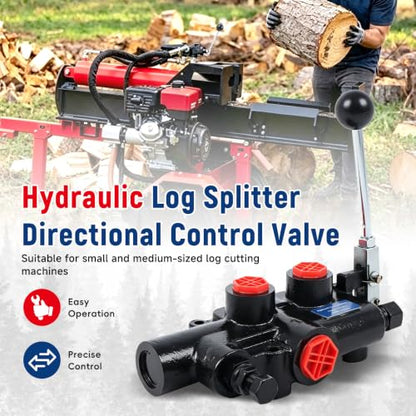 waltyotur 3625 PSI Hydraulic Log Splitter Directional Control Valve Auto Return Detent Lever Handle 21 GPM