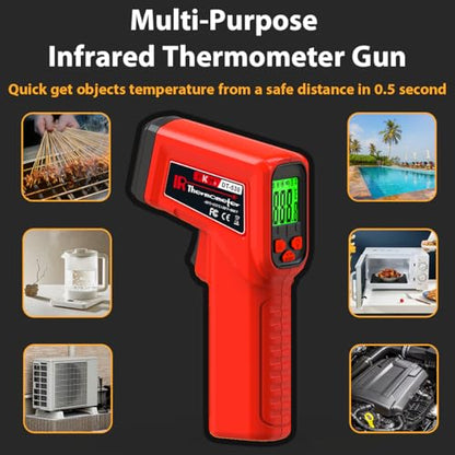 FKM Infrared Thermometer Gun Non-Contact Laser Thermometer Gun -58°F~986°F - color: Red