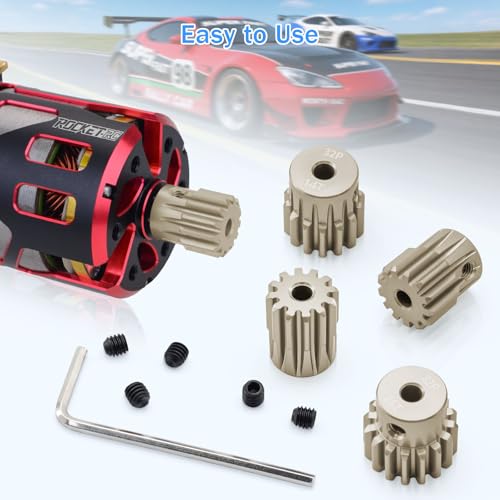 32P Pinion Gear Sets 12T 13T 14T 15T 16T for Shaft 3.175mm RC Motor Compatible with HPI Kyosho Losi Axial Tamiya 1/10 RC Car Monster Truck Upgrade Parts (7075 Aluminum) - size: 12T 13T 14T 15T 16T