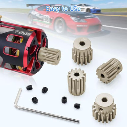 32P Pinion Gear Sets 12T 13T 14T 15T 16T for Shaft 3.175mm RC Motor Compatible with HPI Kyosho Losi Axial Tamiya 1/10 RC Car Monster Truck Upgrade Parts (7075 Aluminum) - size: 12T 13T 14T 15T 16T