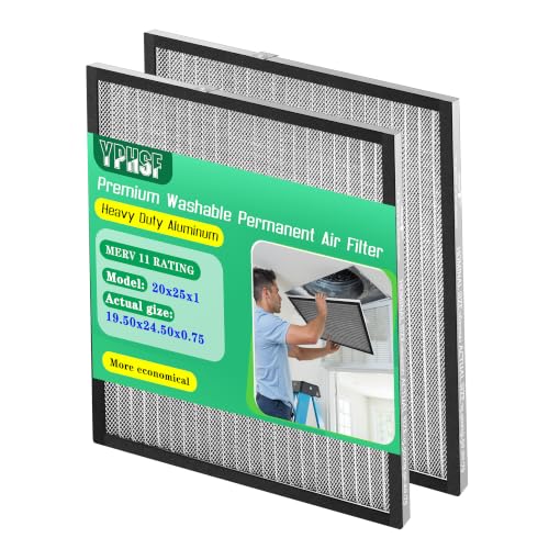 20x25x1 Air Filter MERV-11 | Washable Reusable Furnace Filter| 2-Pack - size: 20''x25''x1''