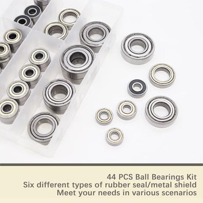 Dianrui 608RS/ 608ZZ/ 698ZZ/ 628ZZ/ 6903ZZ/ 6003ZZ/ 6203ZZ - 44 PCS Ball Bearings Assortment Kit, Carbon Steel Deep Groove Bearing for Furniture Wheel, Roller Skates, 3D Printing and ect—7 Size - size: 608RS/ 608ZZ/ 698ZZ/ 628ZZ/ 6903ZZ/ 6003ZZ/ 6203ZZ