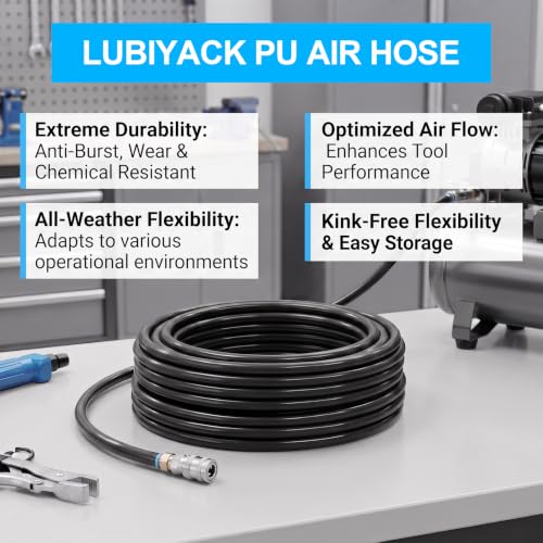 Black PU Air Hose, 12mm OD 8mm ID, 50FT - color: Black, size: 12mm OD x 50FT