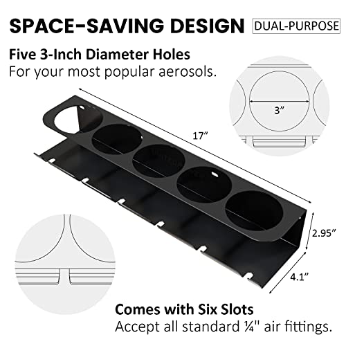 UNITEDPOWER Pneumatic Tool Holder/Aerosol Rack Combo, Wall Mounted Spray Can Bottle Holder, Air tool organizer, for Garage and Workspace, 5 Cans and 6 slots - style: Air Tool Holder-Basic