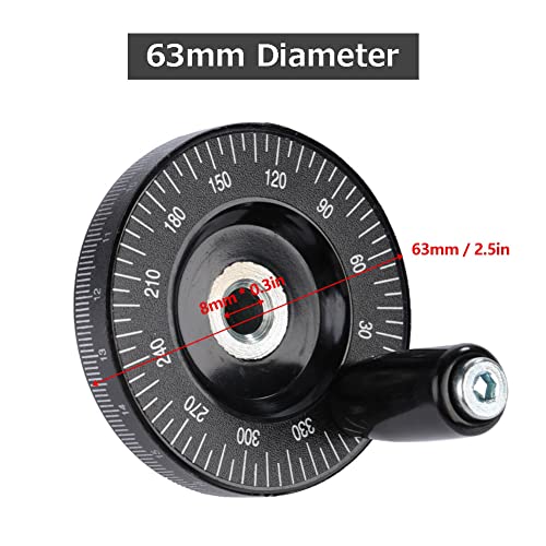 Hand Wheel with Handle, 63mm Milling Handwheel with Scale, Bakelite Hand Wheel Machinery Accessaries for Lathe Milling Machine
