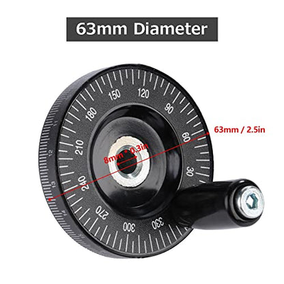 Hand Wheel with Handle, 63mm Milling Handwheel with Scale, Bakelite Hand Wheel Machinery Accessaries for Lathe Milling Machine